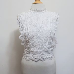 White Lucy Paris Lace Top Size Large